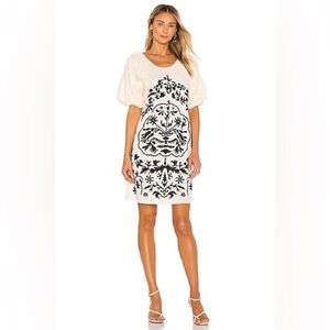 NWT $148 Free People x Revolve Fiona Embroidered Mini Dress Ivory Size Small